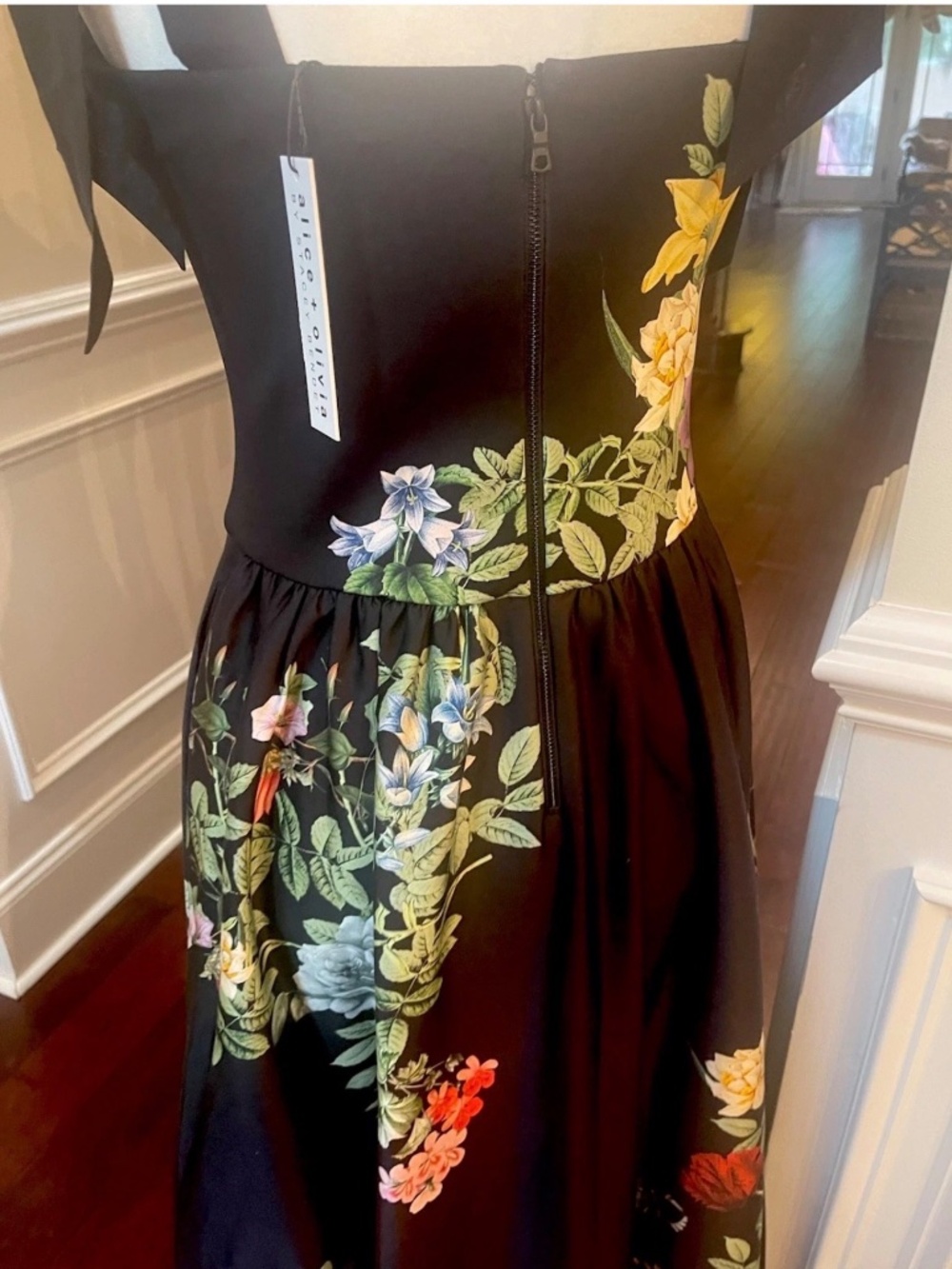 Alice + Olivia Oriana Tie Strap Drop Waist Midi Dress In Venus Floral Sz 6 NWT - Picture 10 of 16